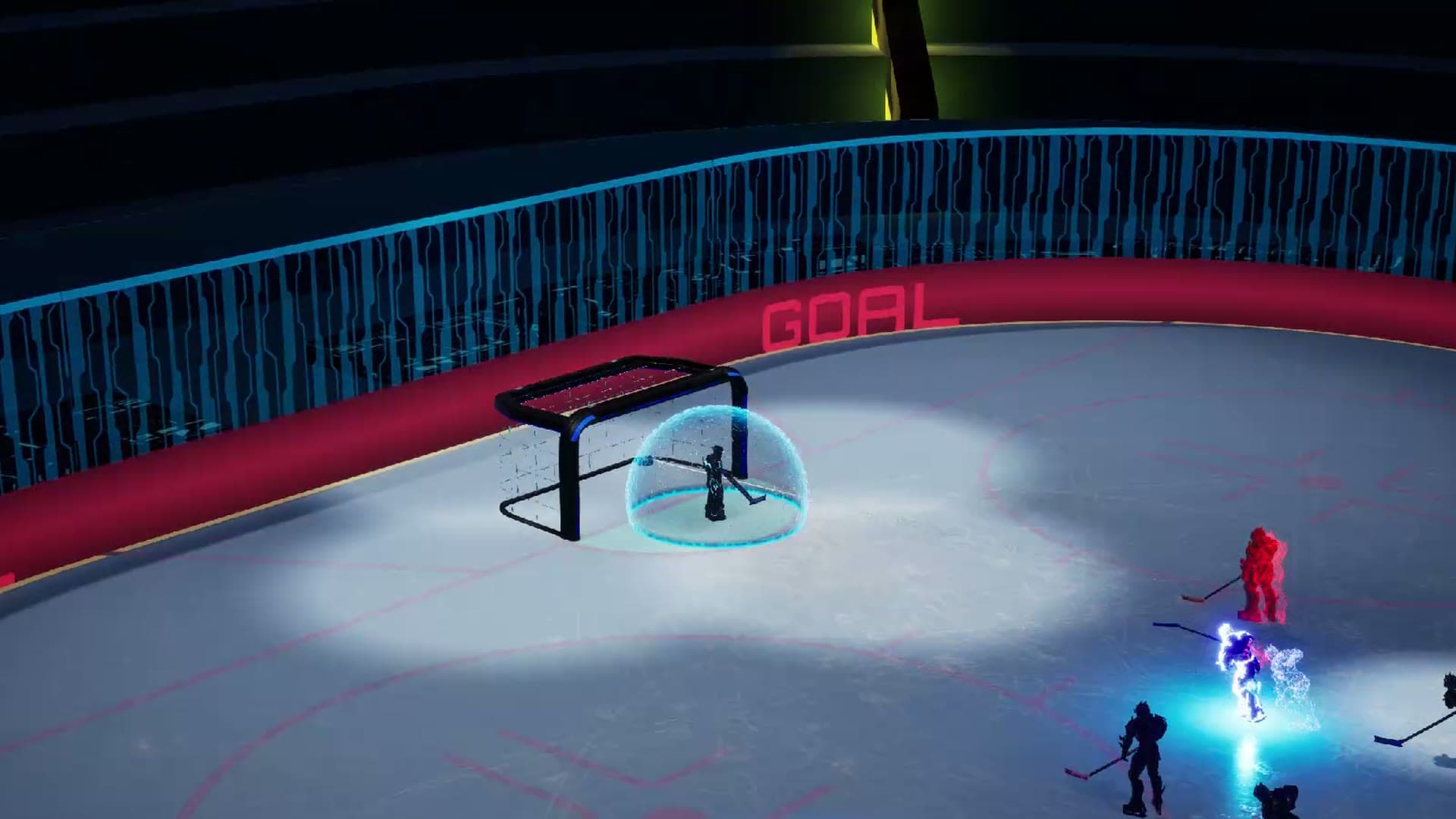 The goalie's force field as the attack comes in
