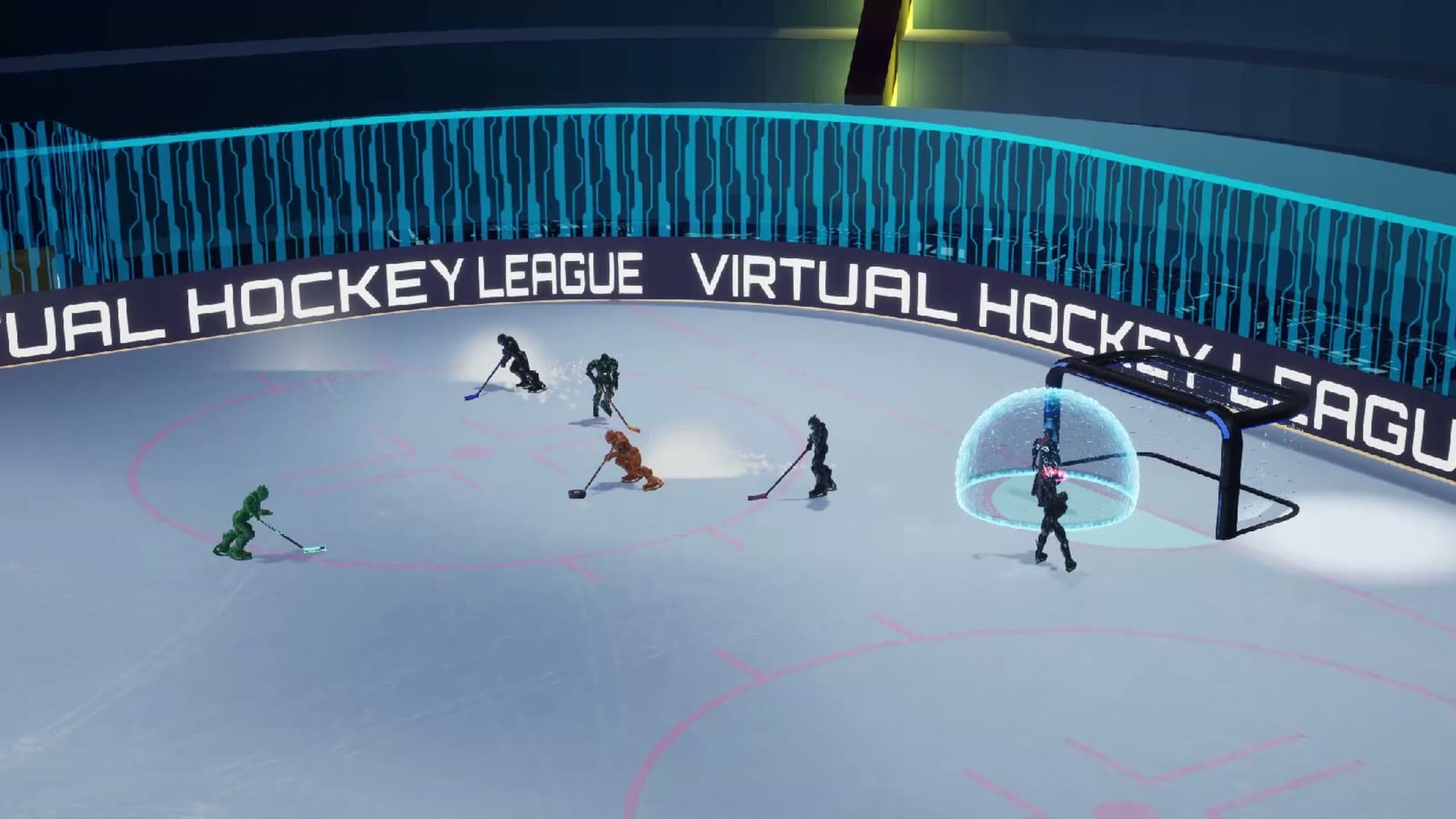 A rush toward the net, a goalie behind his shield
