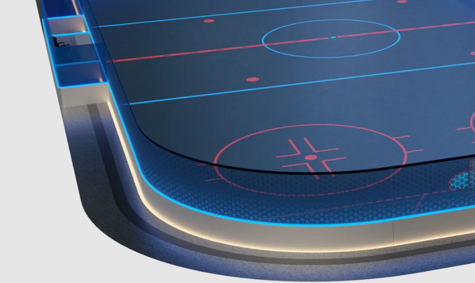 The first VHL sci-fi ice rink: its ice and its glowing boards
